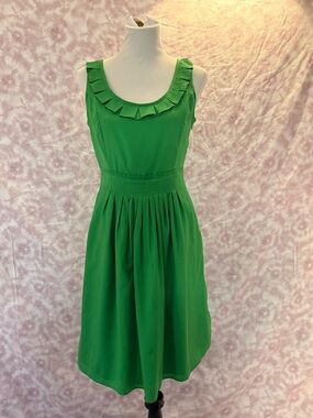 Banana Republic Green Ruffle-Neck Dress